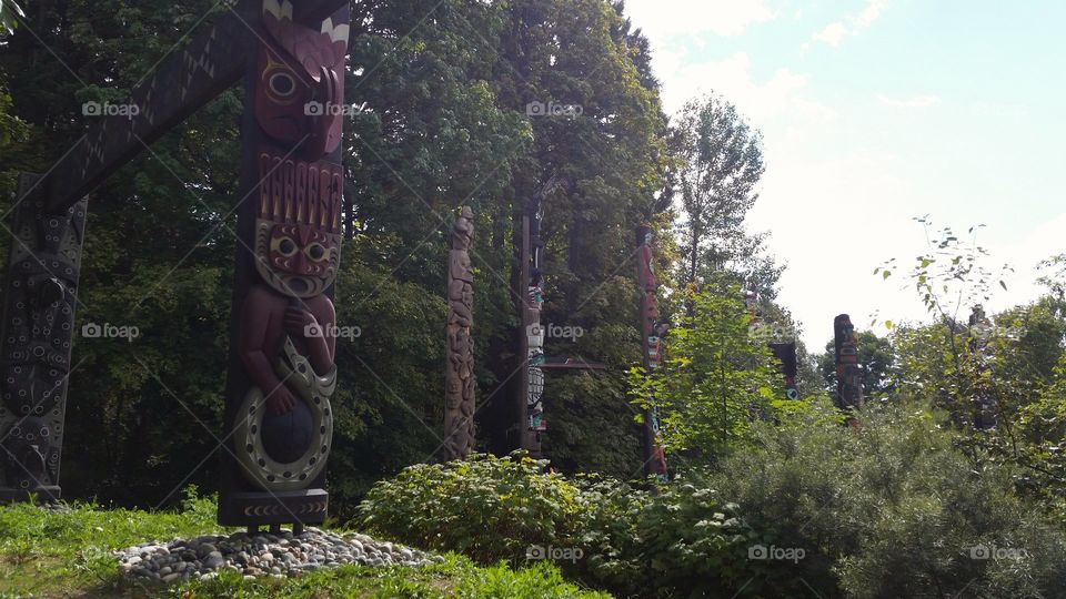 Totem Poles at Stanley Park Vancouver BC Canada