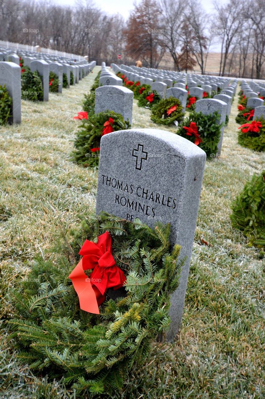 Volunteers placed more than 600 wreaths at the Missouri Veterans Cemetery in Higginsville. This is the third year the Higginsville Cemetery has participated. The event was part of Wreaths Across America, which took place. dec. 17, 2016. 