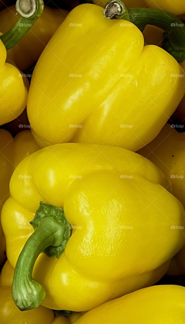 Close-up shot of yellow pepper in a box