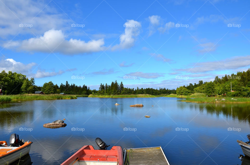Lake, Water, No Person, Reflection, Canoe