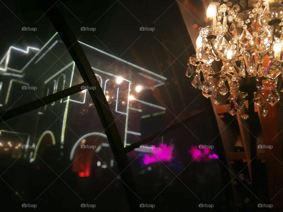 Chandelier outside the mansion