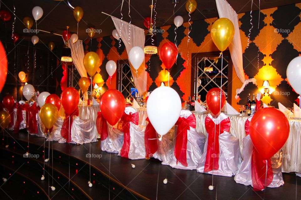 Balloons decoration on celebration. Balloons decoration on celebration in restaurant