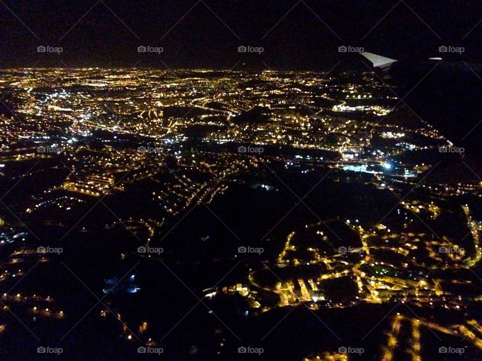 Flying out of lisbon at night 