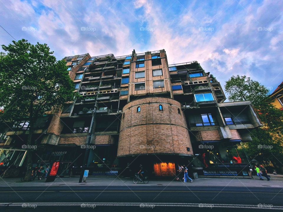 Ljubljana, Slovenia. Urban city view with modern,  old European architecture,  landmark. Geometric shapes