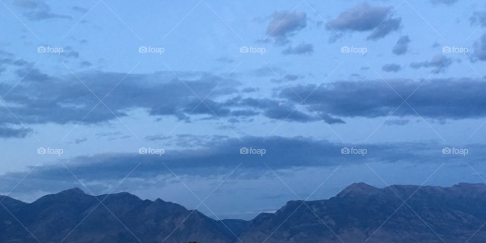 Saratoga Springs, Utah. June 18, 2018 at 9:12PM. Beautiful mountains and dark blue skies! 