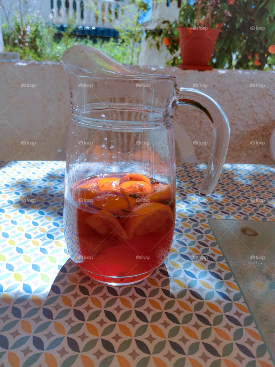 Homemade sangria in a jar