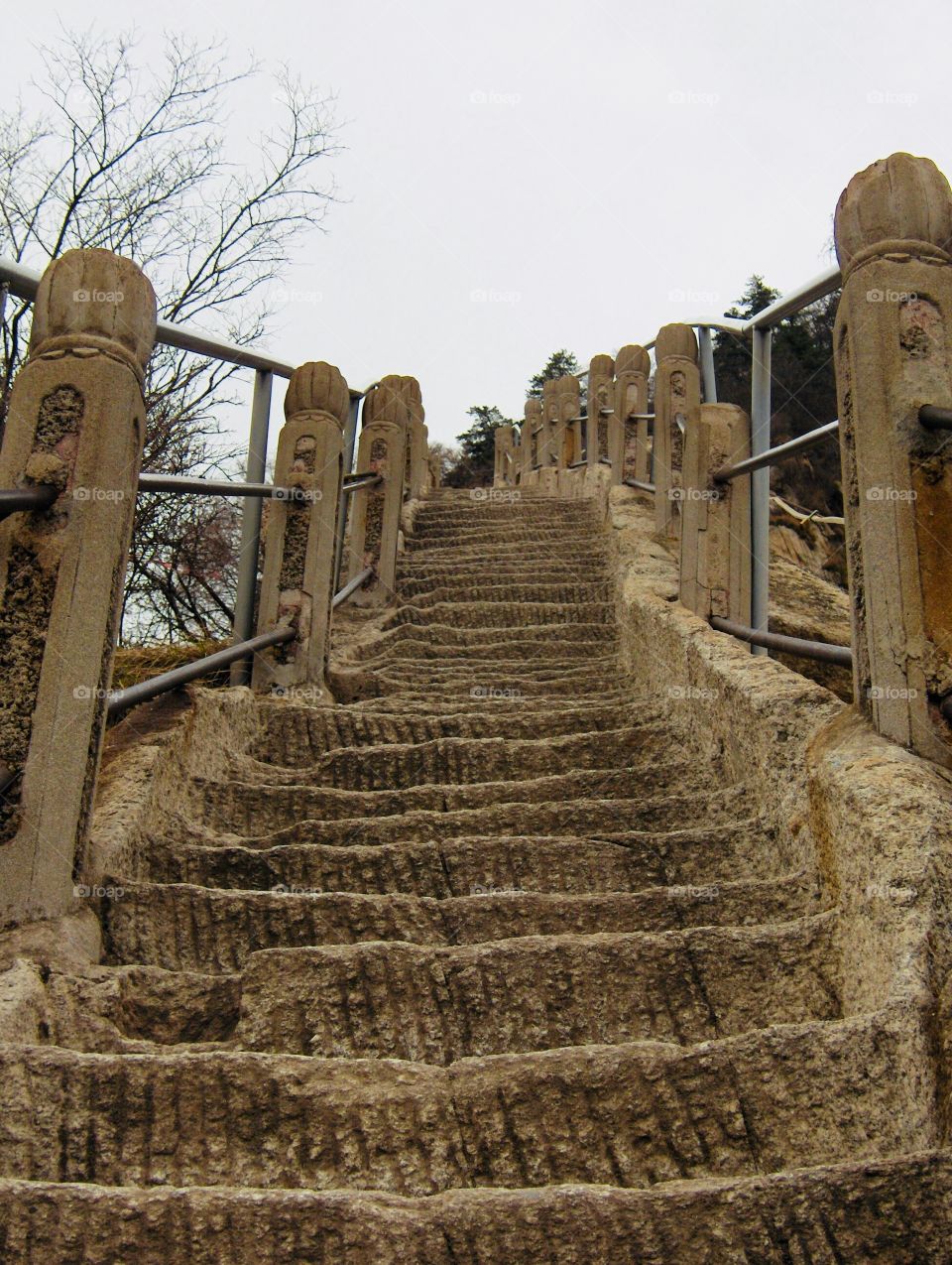Stone staircase at Mount Hua near Xian China 