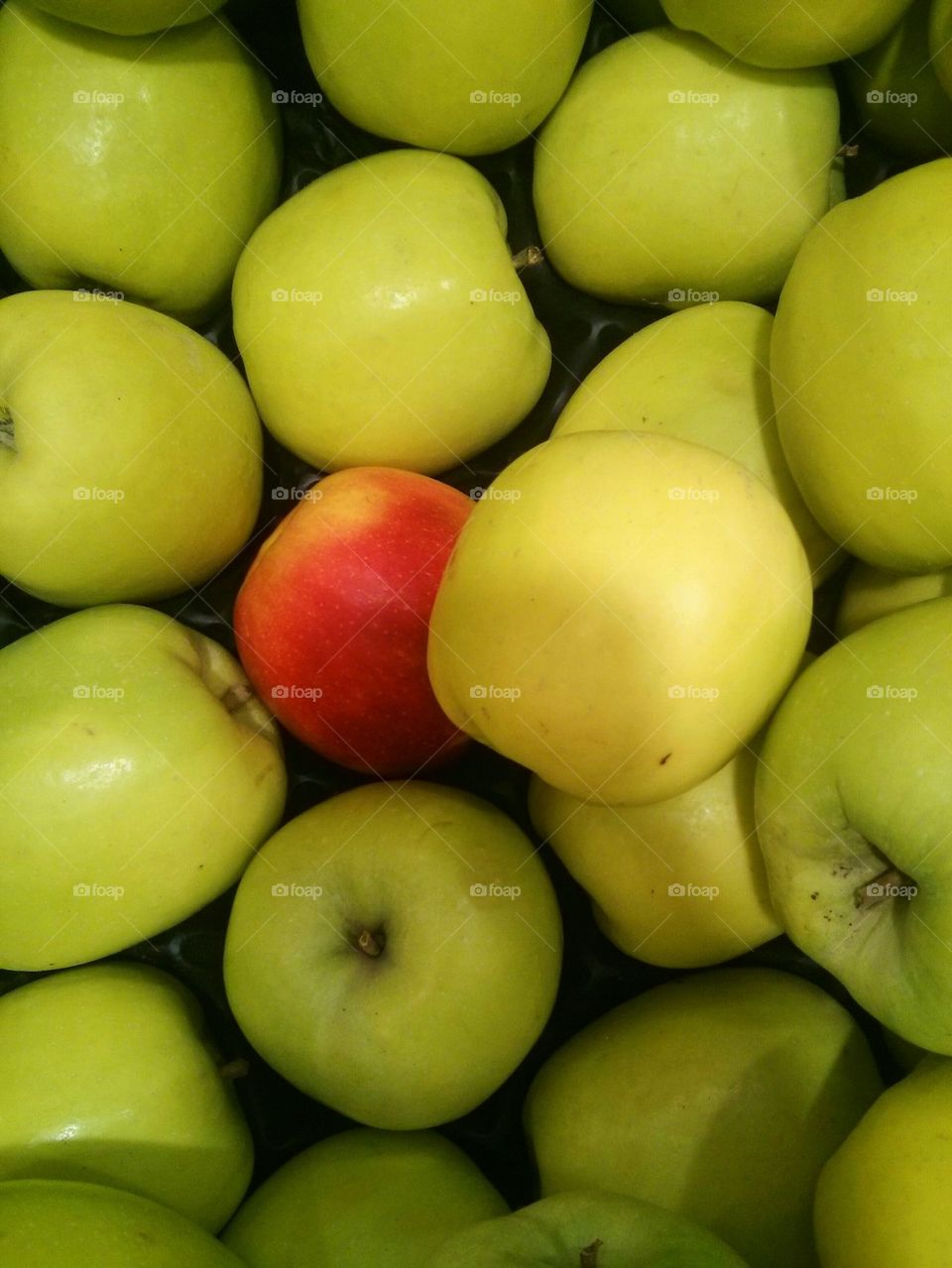 Green apples and red one