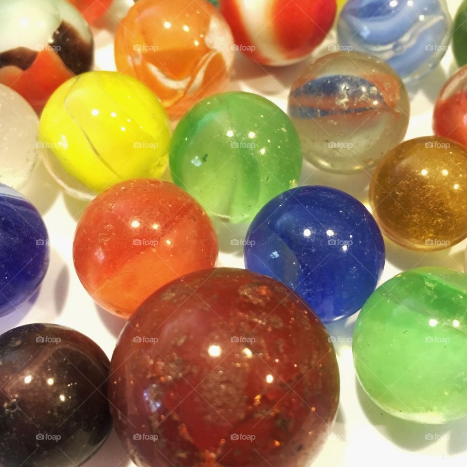 Old childhood marbles. 