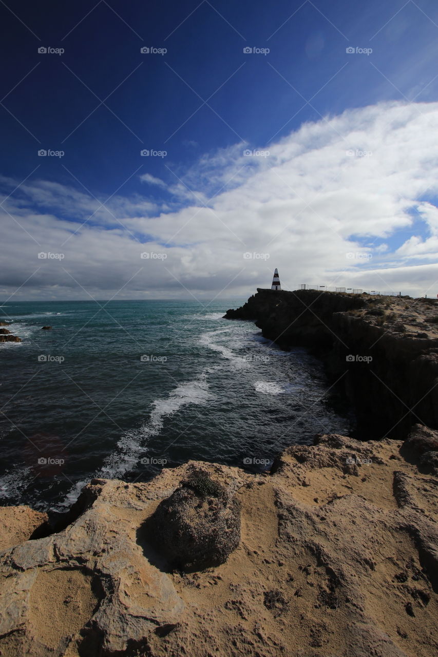 Obelisk/lighthouse on cliff, Robe, South Australia