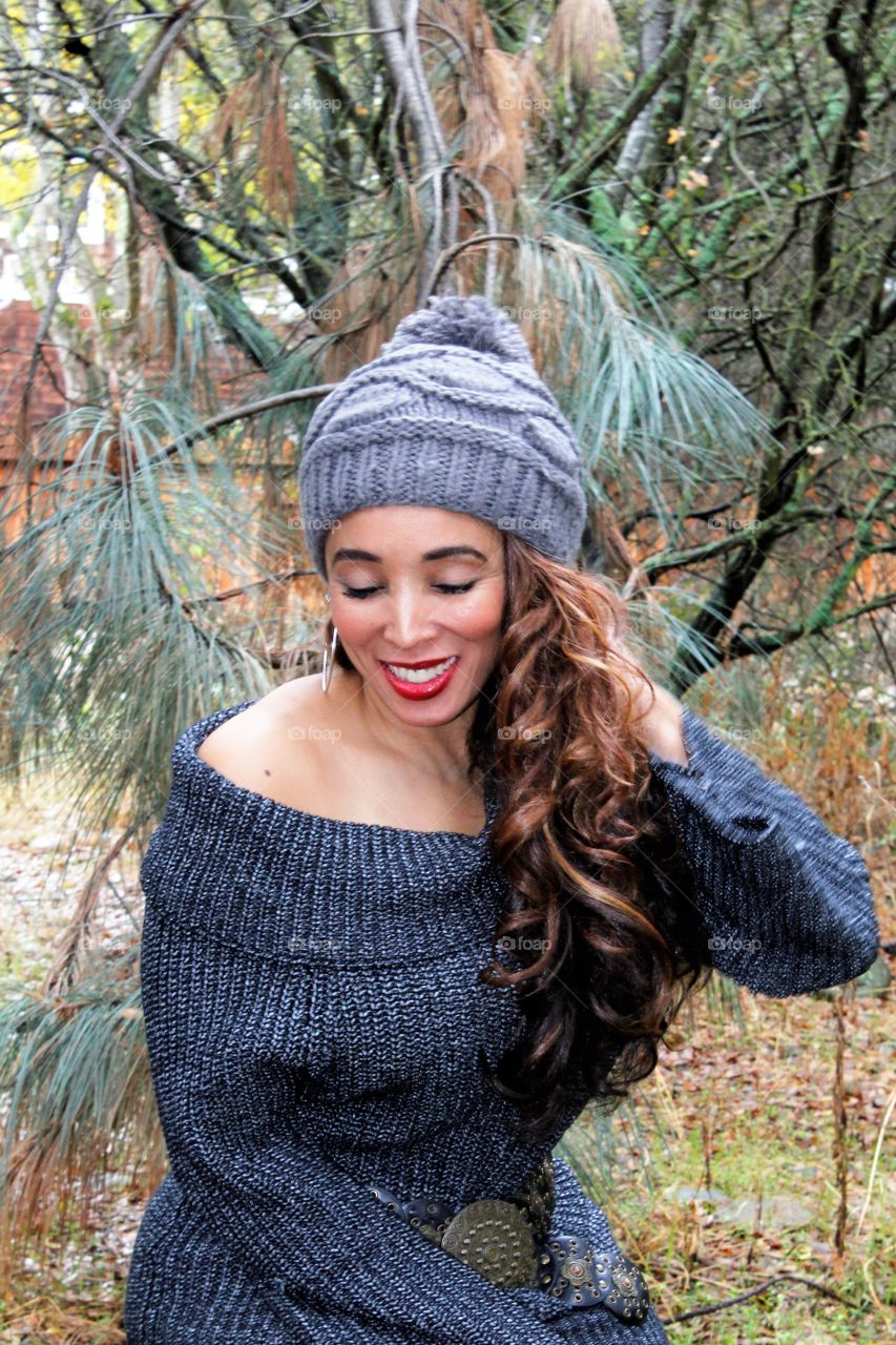 fashion model, smiling