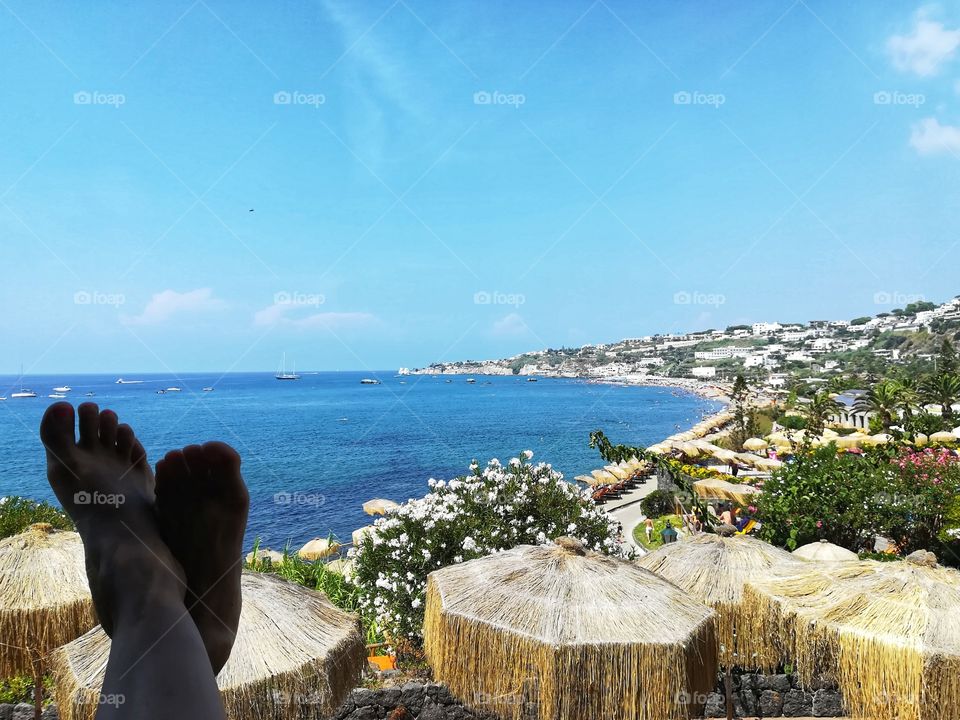 Relax by the sea and the coast in the background