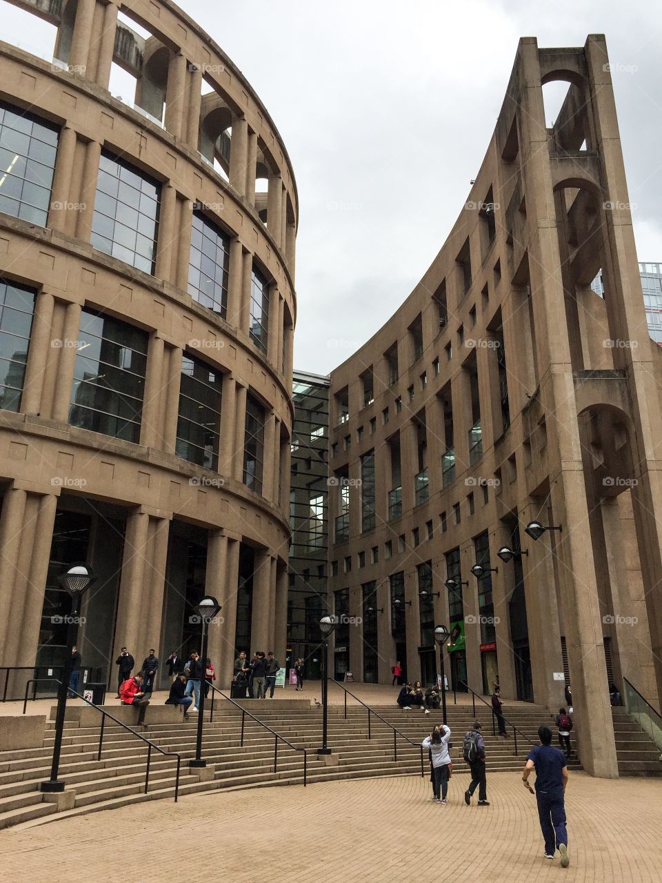 Vancouver Public Library downtown on a cloudy day in Vancouver, BC