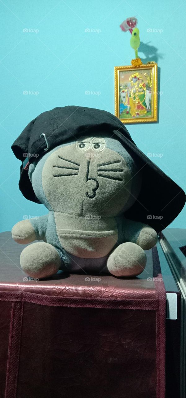 My soft doll Doraemon with my 🧢 cap