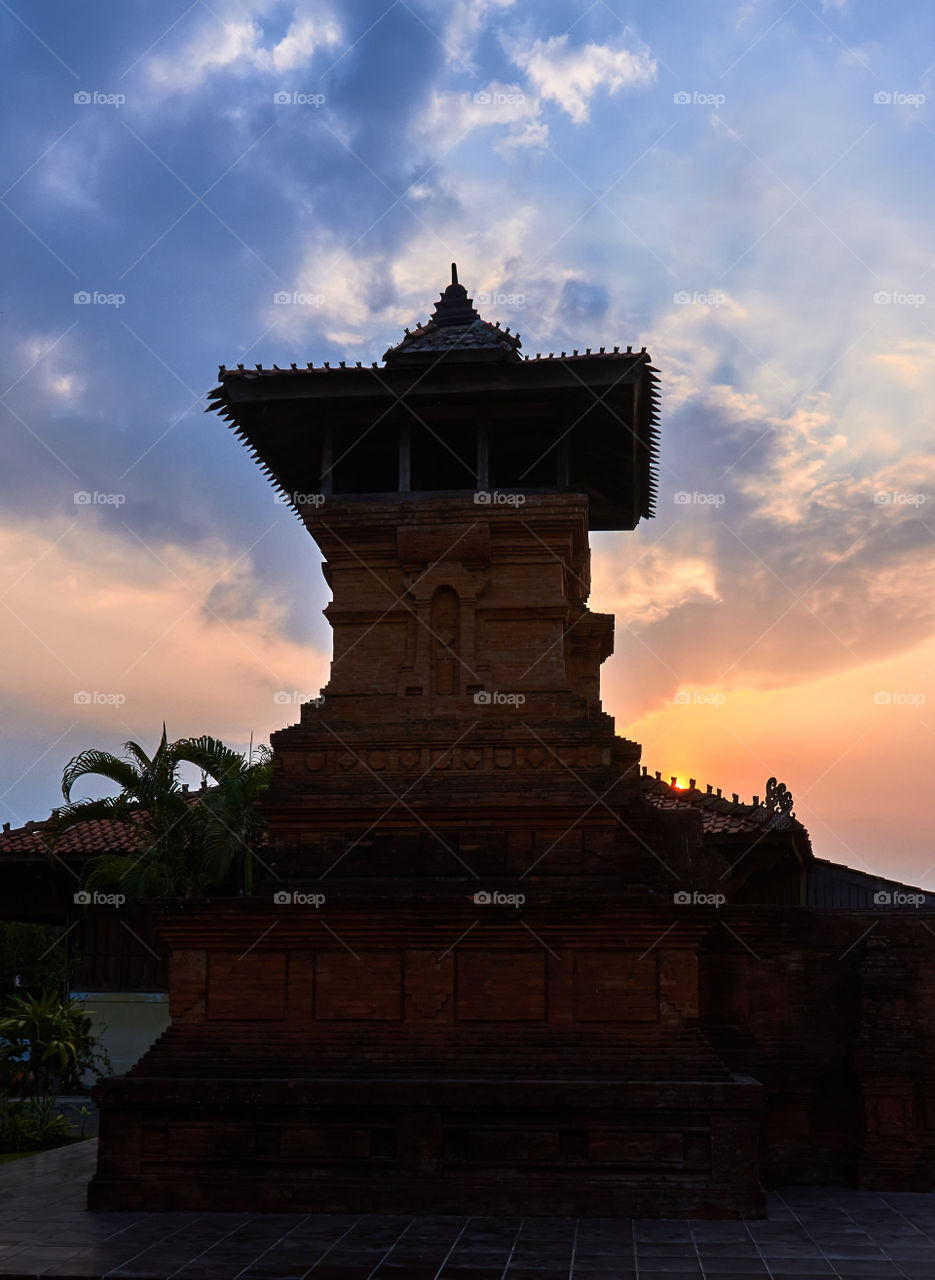 Sunset with the replica of mosque tower