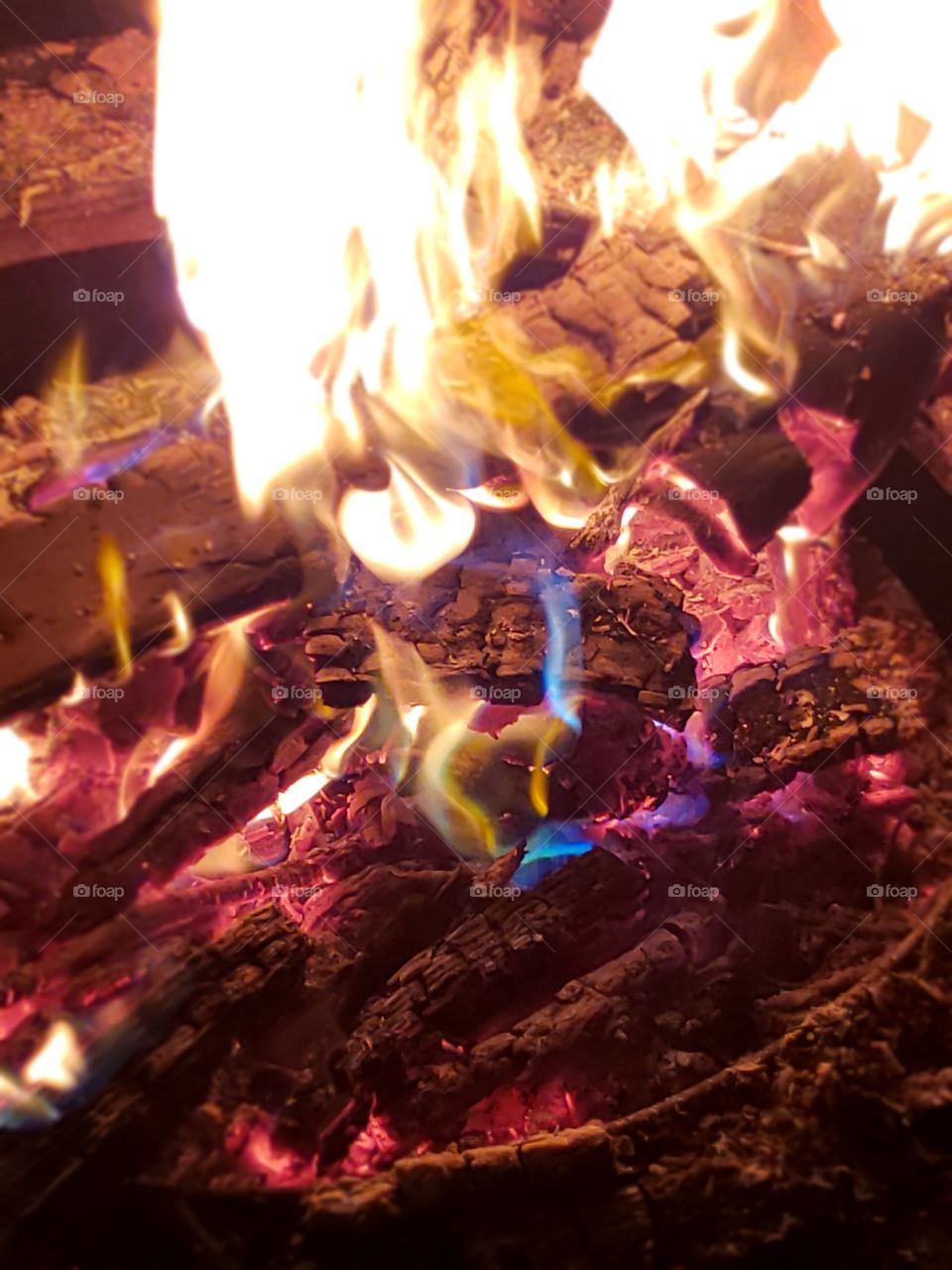 colored flames, fire