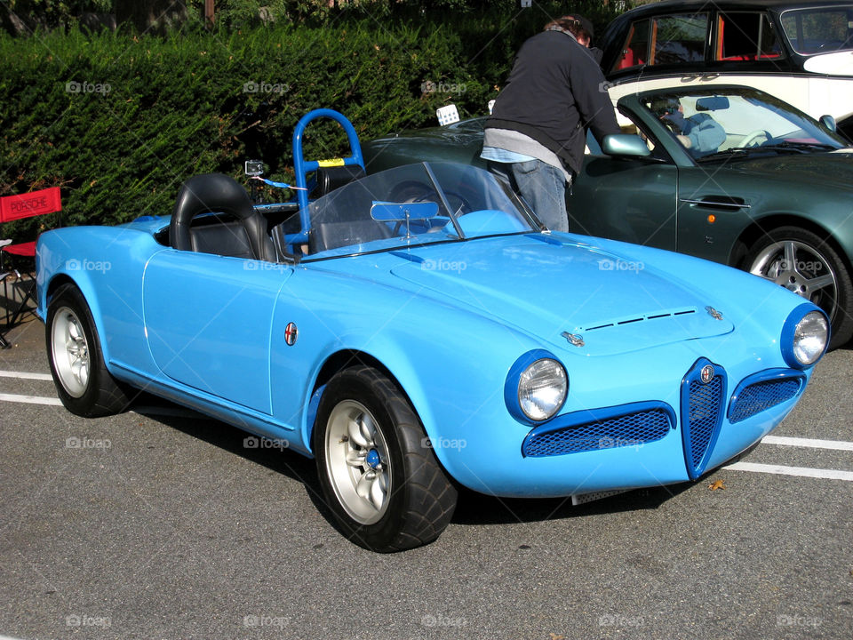 blue classic fiat roadster by vincentm