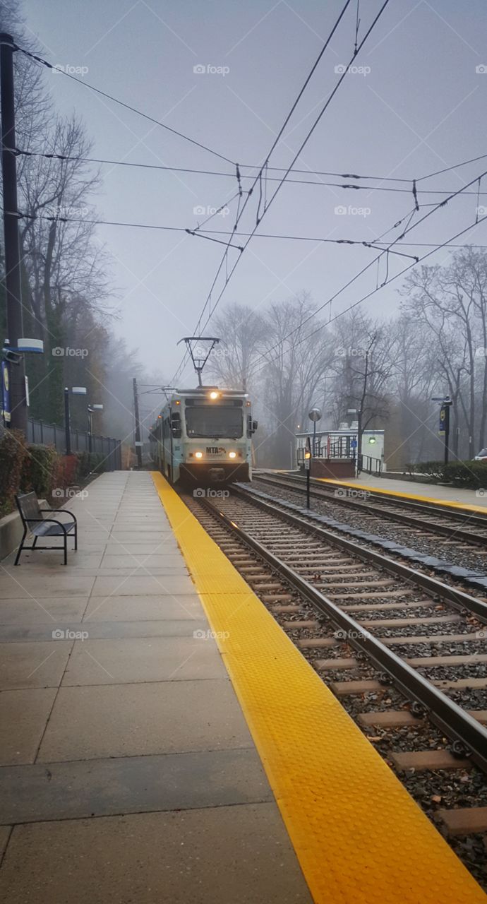 Lightrail in fog