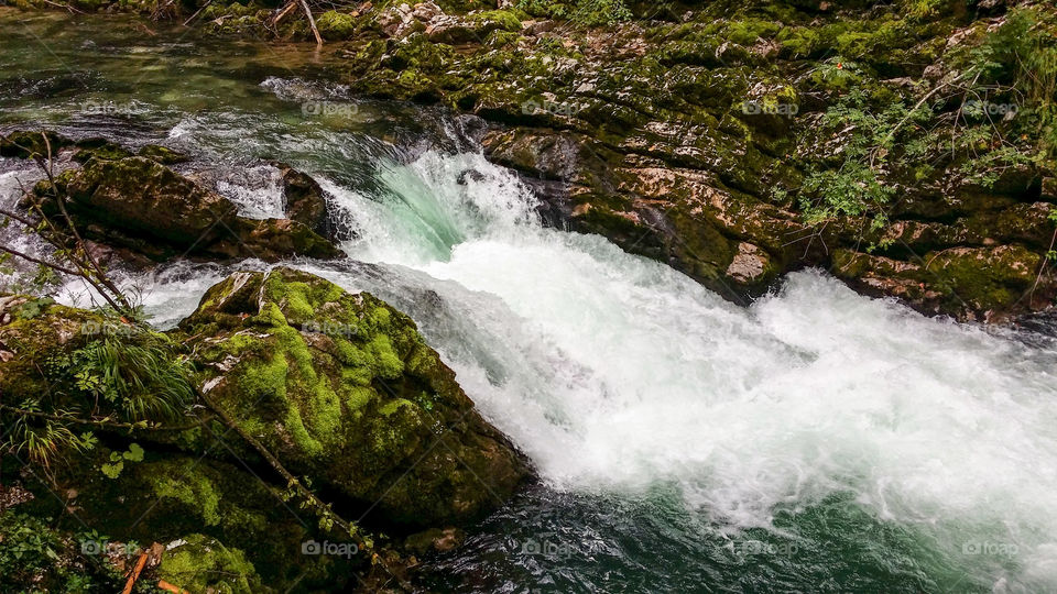 vintgar. waterfall in wild river