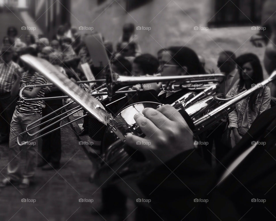 spain sepia trumpet musicians by berhuerga