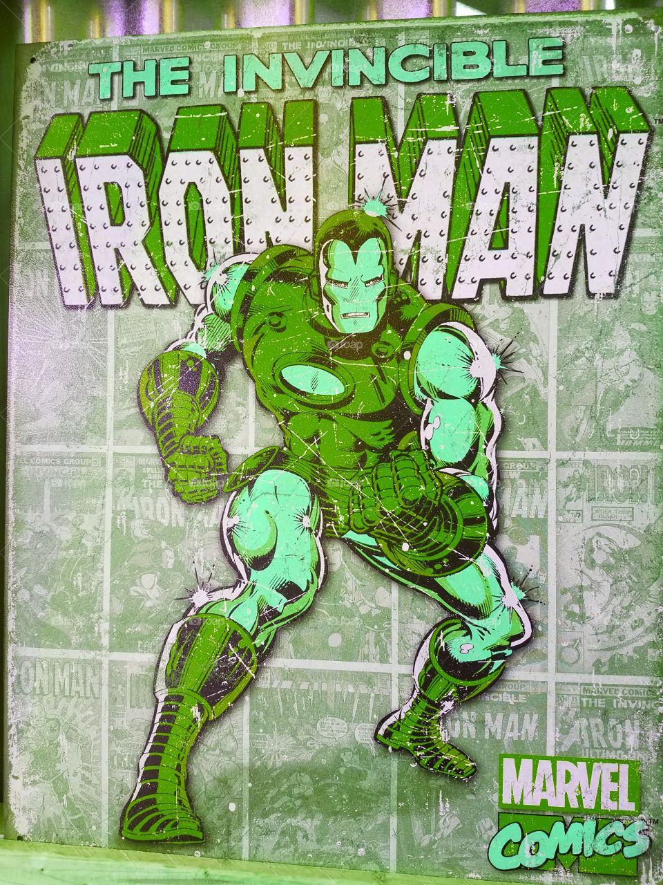 The Invincible Iron Man - Marvel Comics.  In Green Colors.