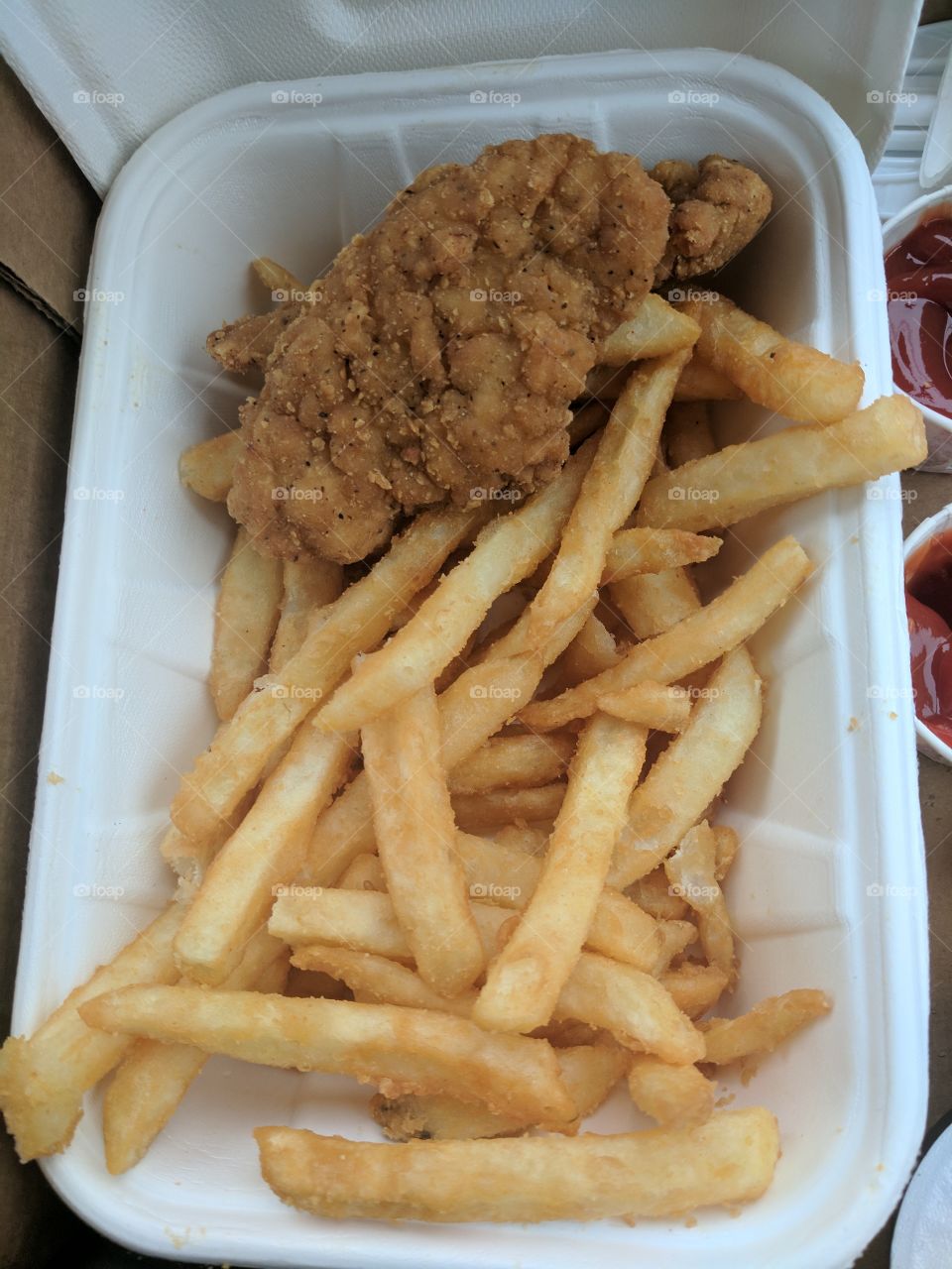 take out fries and chicken strips