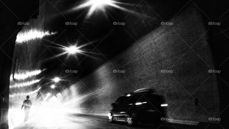 Budapest Castle Tunnel with a man