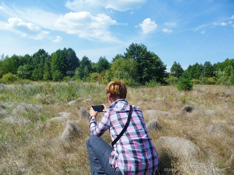 girl on the nature in the forest