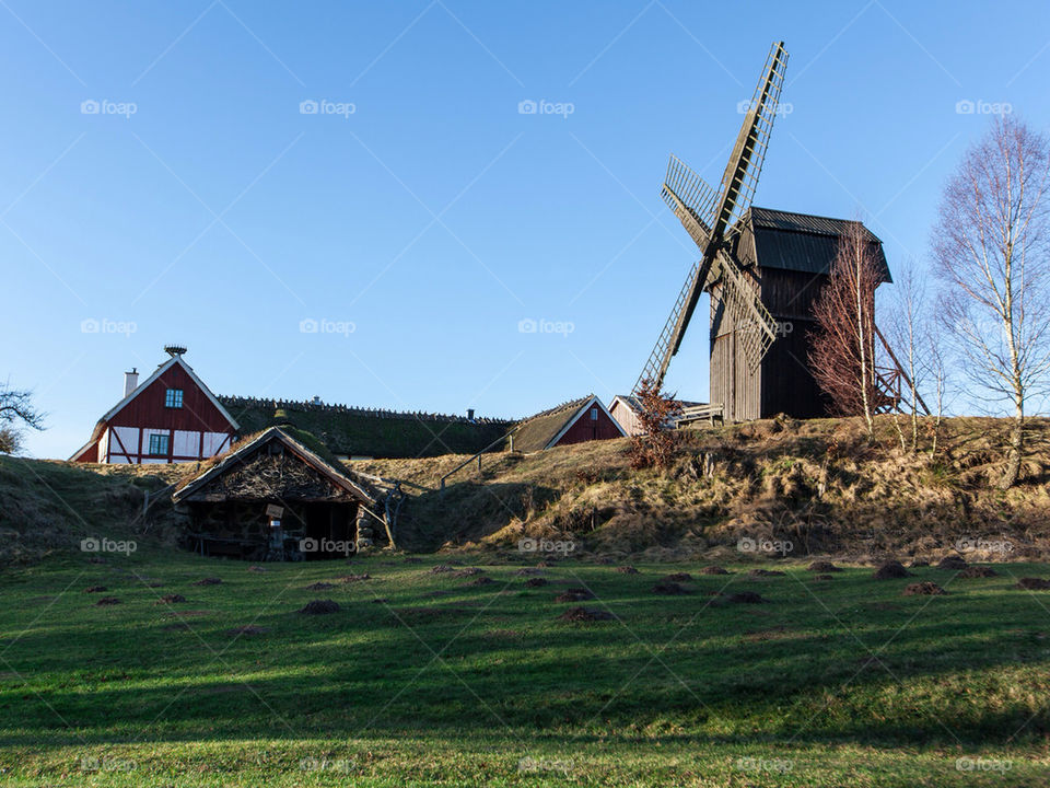 landscape sweden houses fields by dinopapa