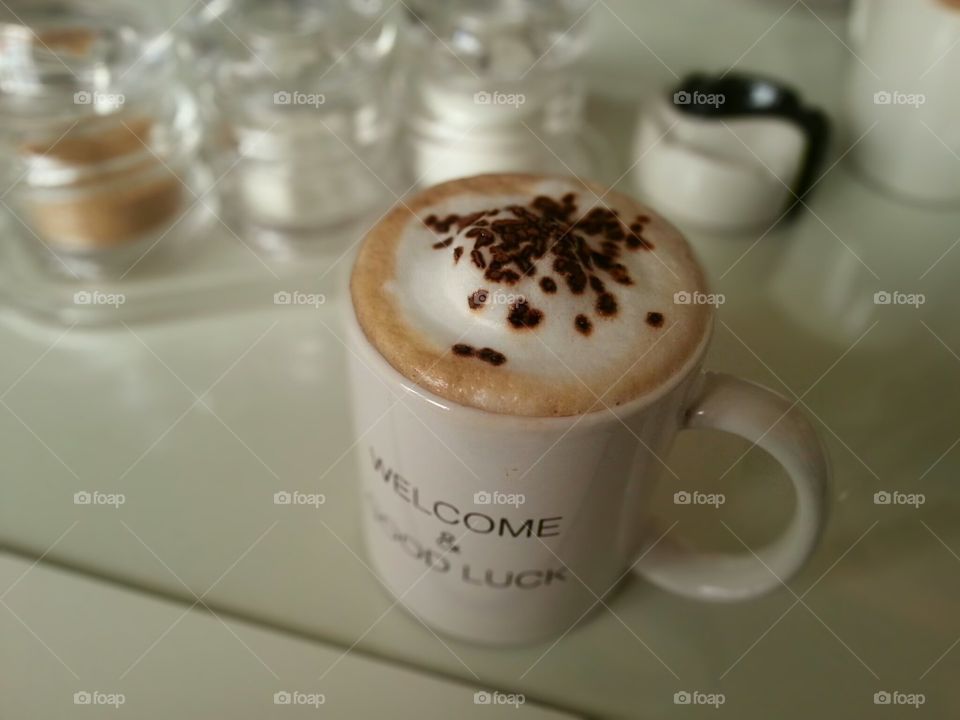 Morning coffee. Travelled to Dubai and stayed with my brother to look for a job. My sister in law gave me this mug for good luck