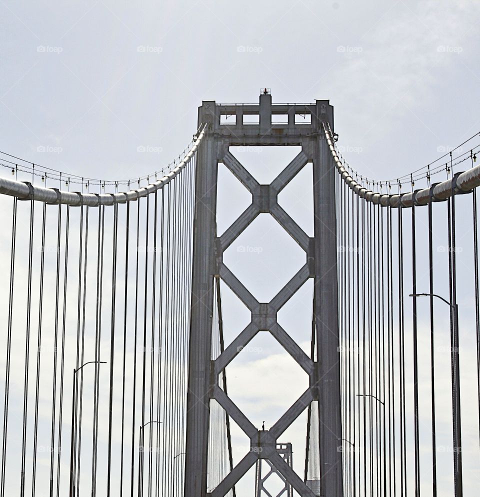 suspension bridge, driving on the Bay Bridge in San Francisco California