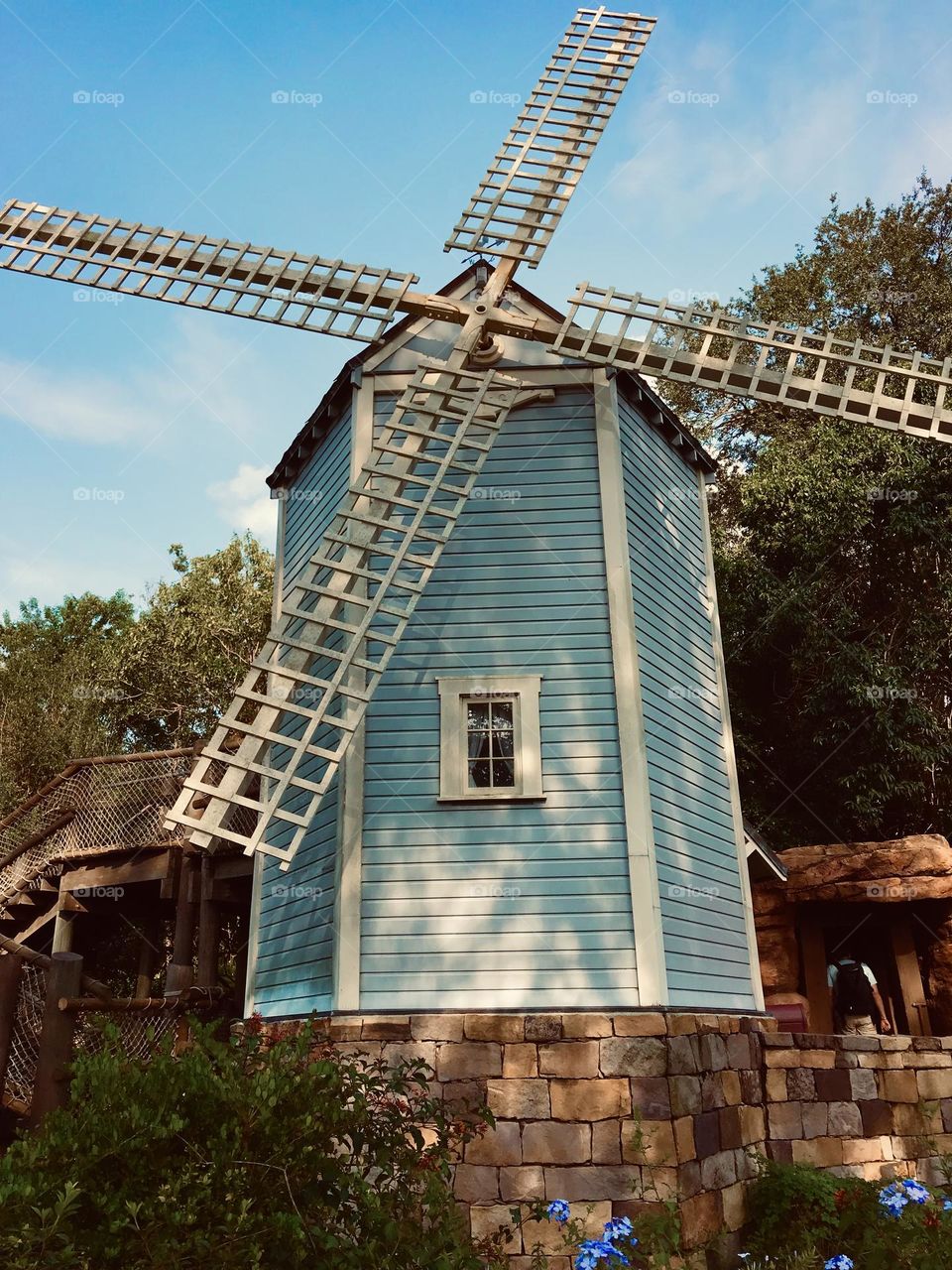 Windmill shaped with rectangles and squares 