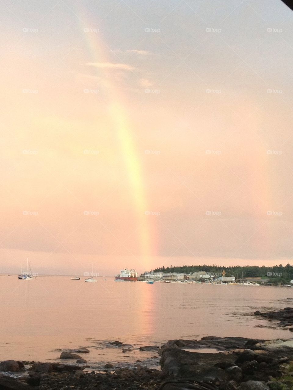 Rainbow over boats