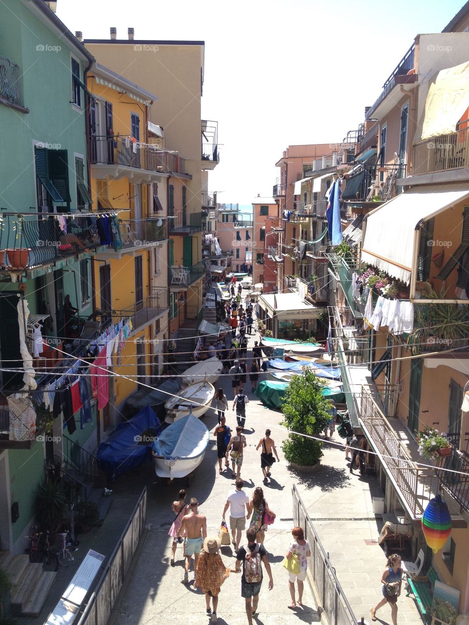 People on the street of Manarola