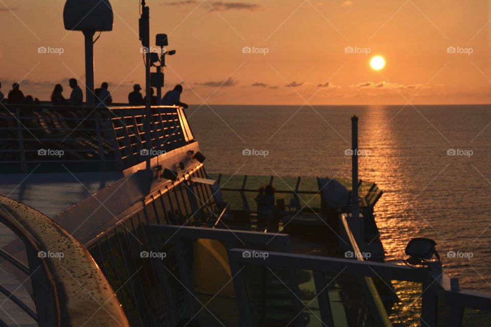 Silhouette of a people in boat