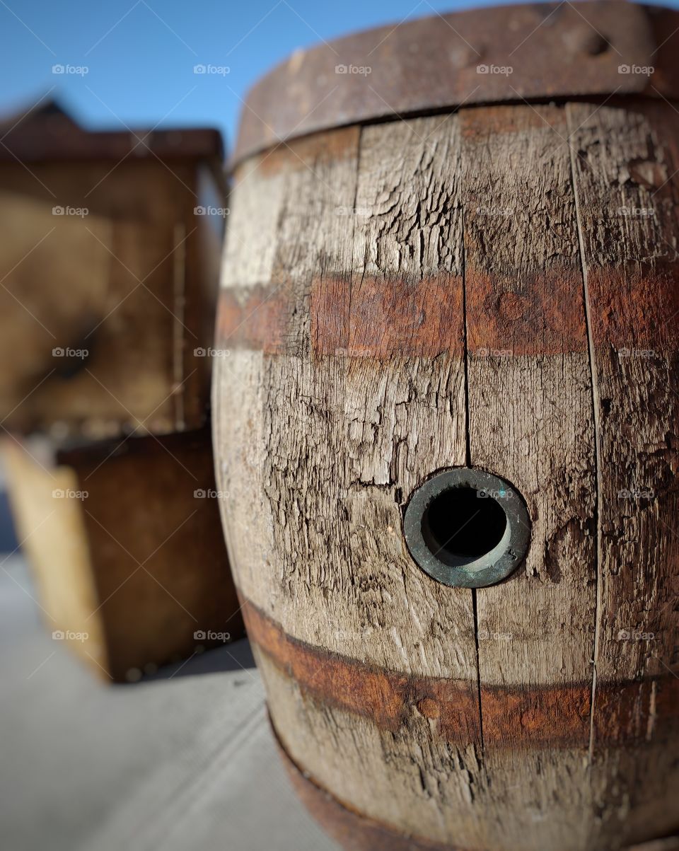 old weathered wine casket
