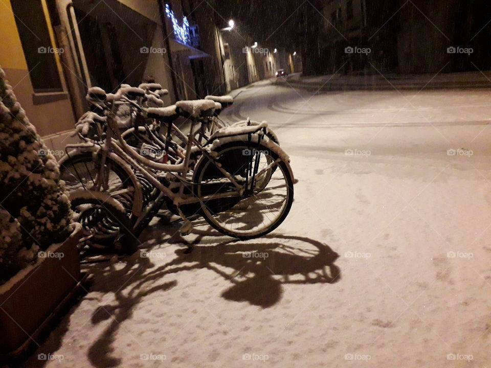 ..bicycles under the snow..