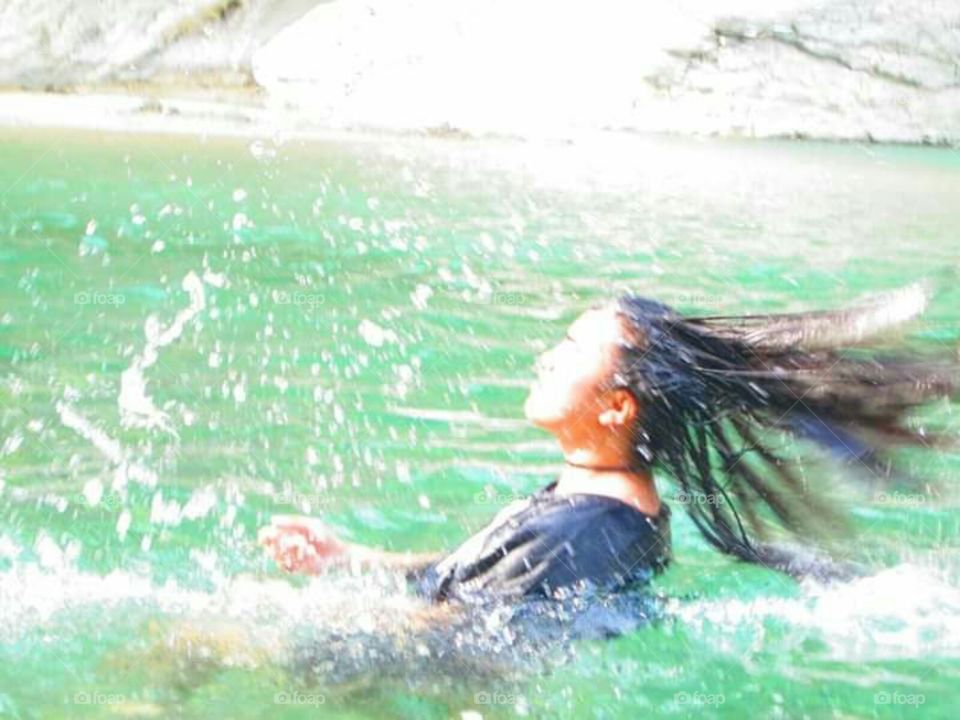 Go Girl Feel the Cold water in Summer