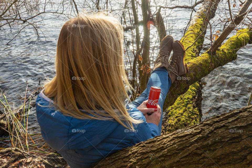 woman at a lake