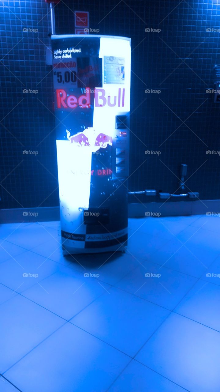 machine, refrigerator,red bull