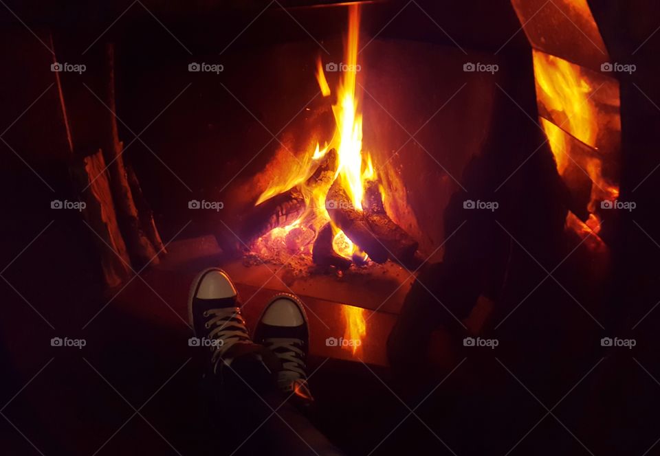 warm up by the fireplace while it's cold outside