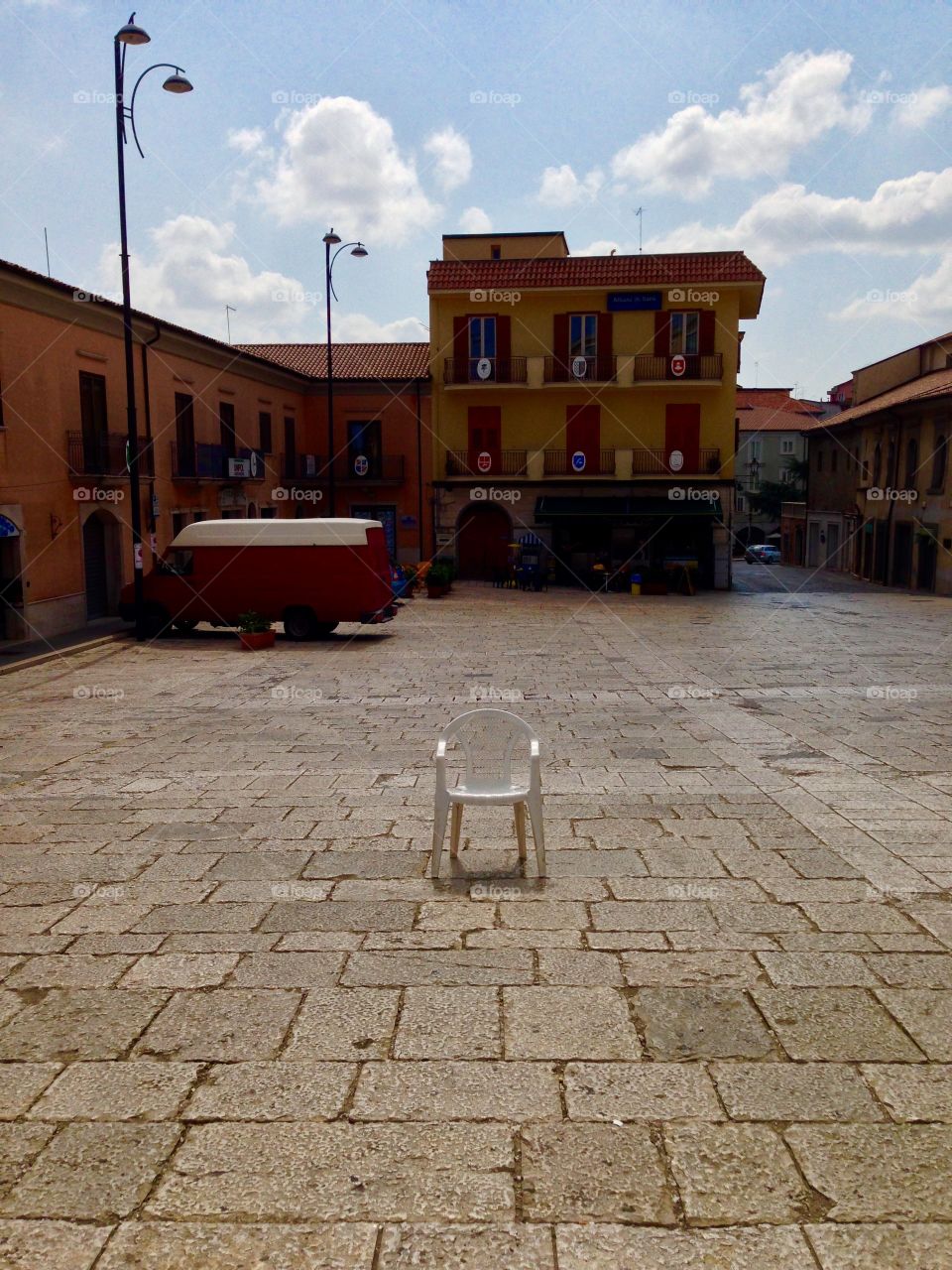 This chair was standing in the middle of the square. It was just... weird. 