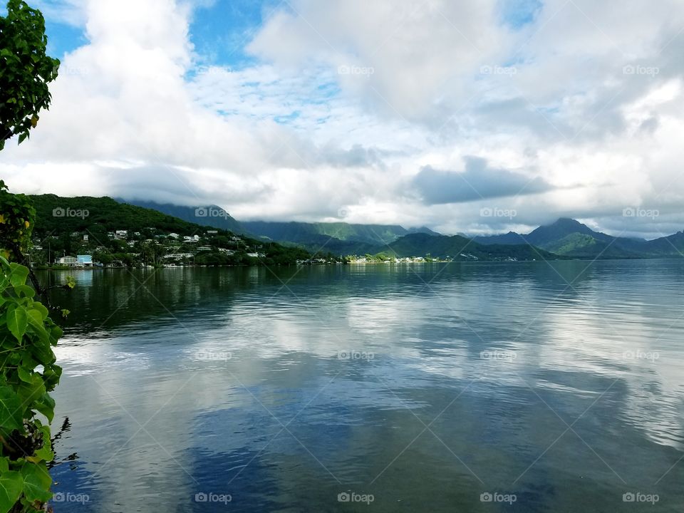 Clouds reflected on water