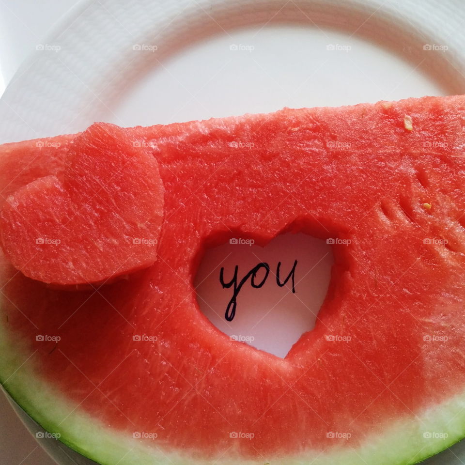 Love for foap. fresh watermelon heart Cut