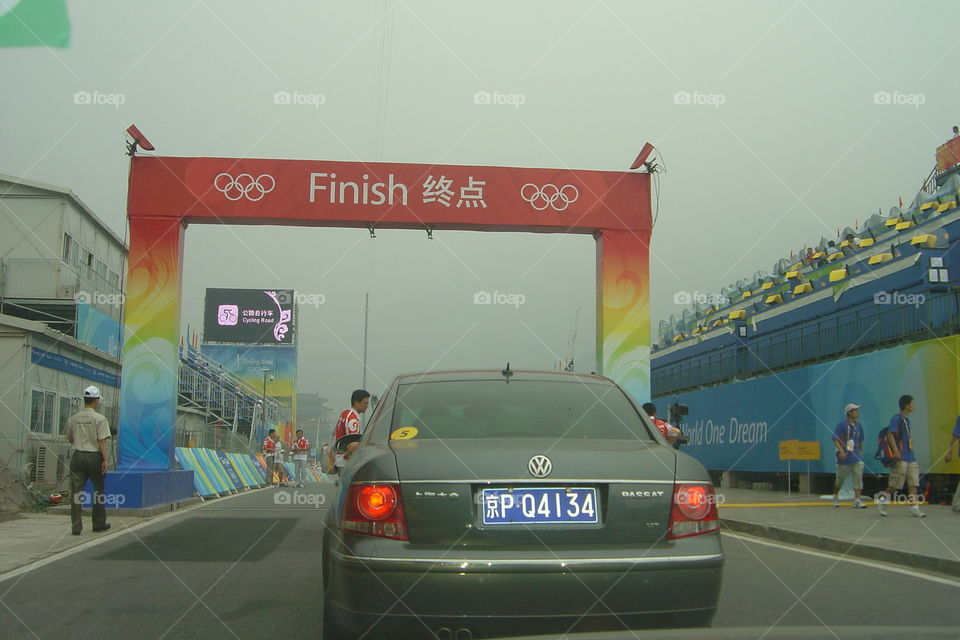 Finish line of the Olympic Games 2008 in Beijing 