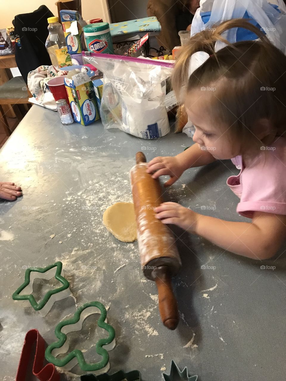 Teaching the little one to make cookies