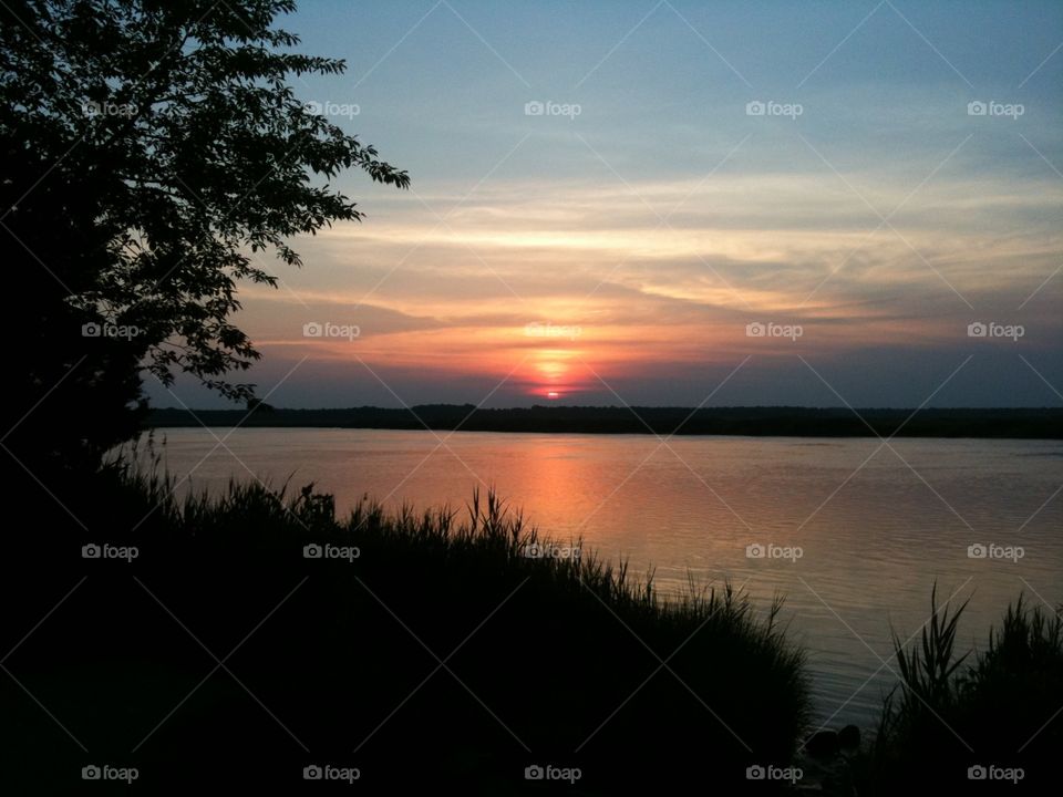 Sunset on the river. Leesburg, New Jersey. 
