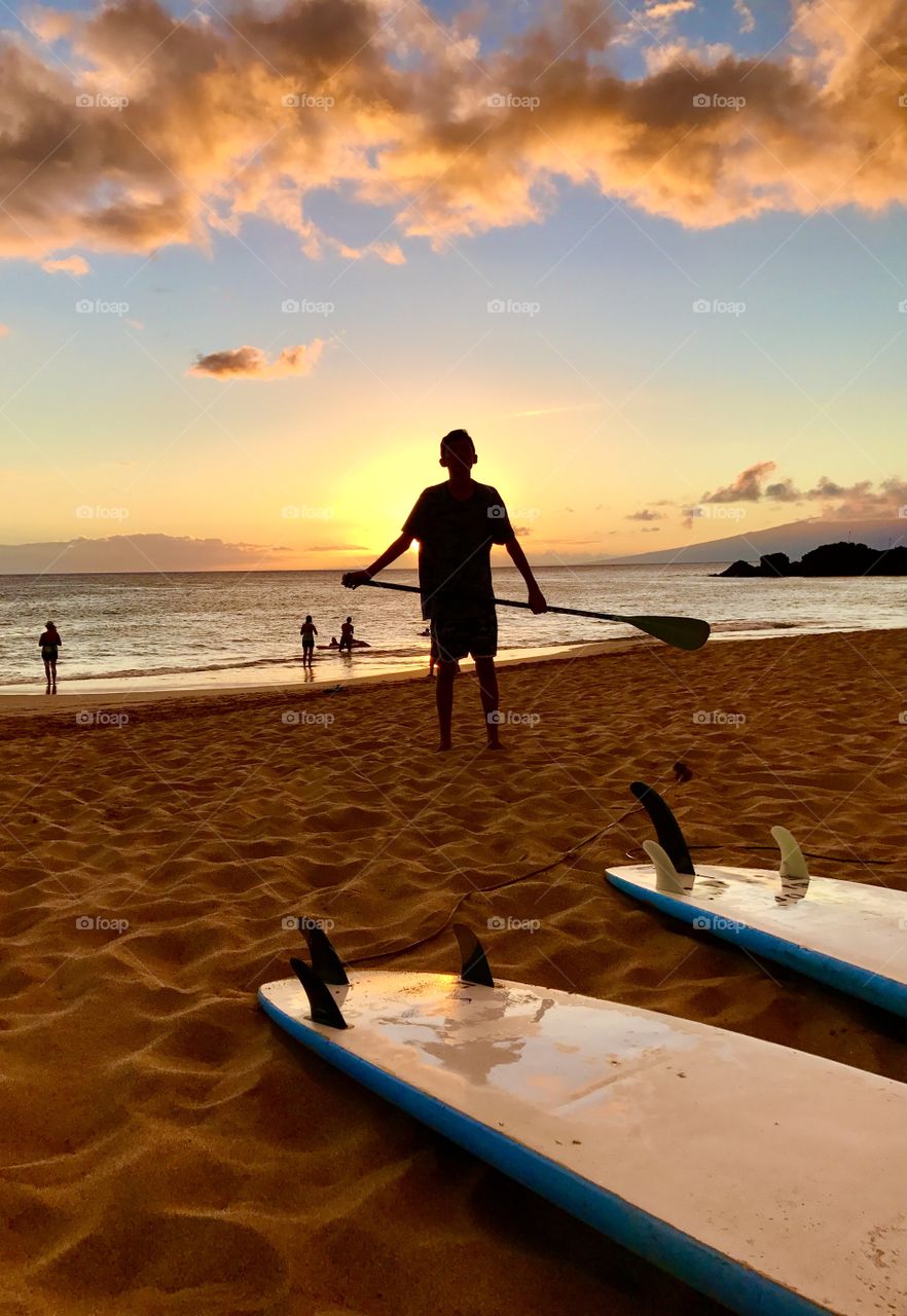 Sunset, Black Rock Beach, Ka’anapali, Maui, Hawaii, USA