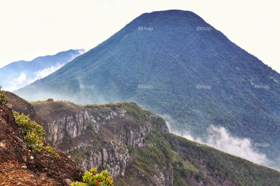 View of mount pangrango from summit of mount gede west java