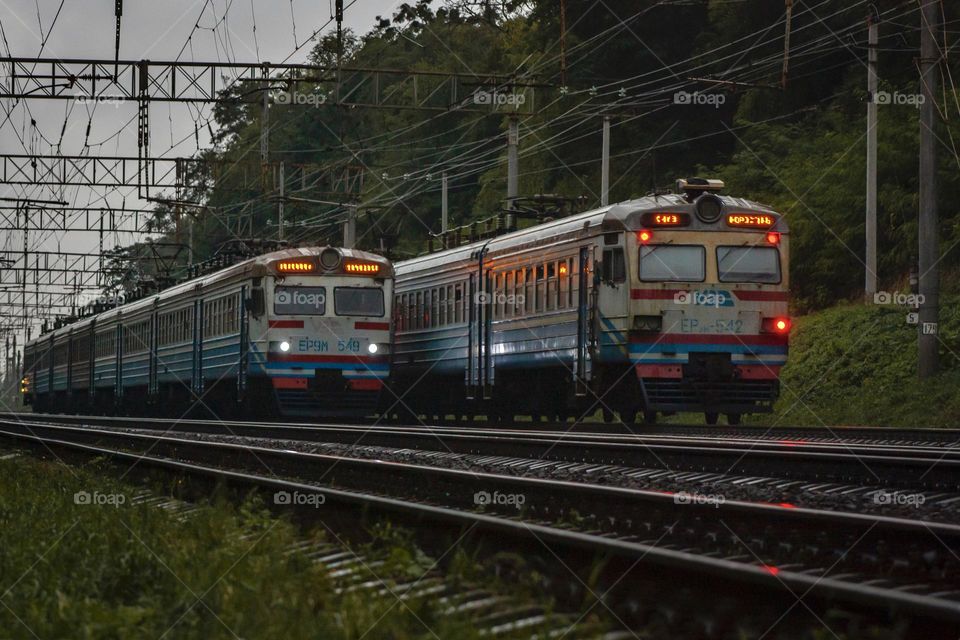 Meeting of two suburban trains🩶
